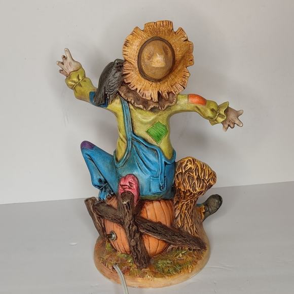 Byron Molds Vintage Patchwork Scarecrow Light Up Ceramic Pumpkin Jack-o'-lantern - Picture 10 of 16